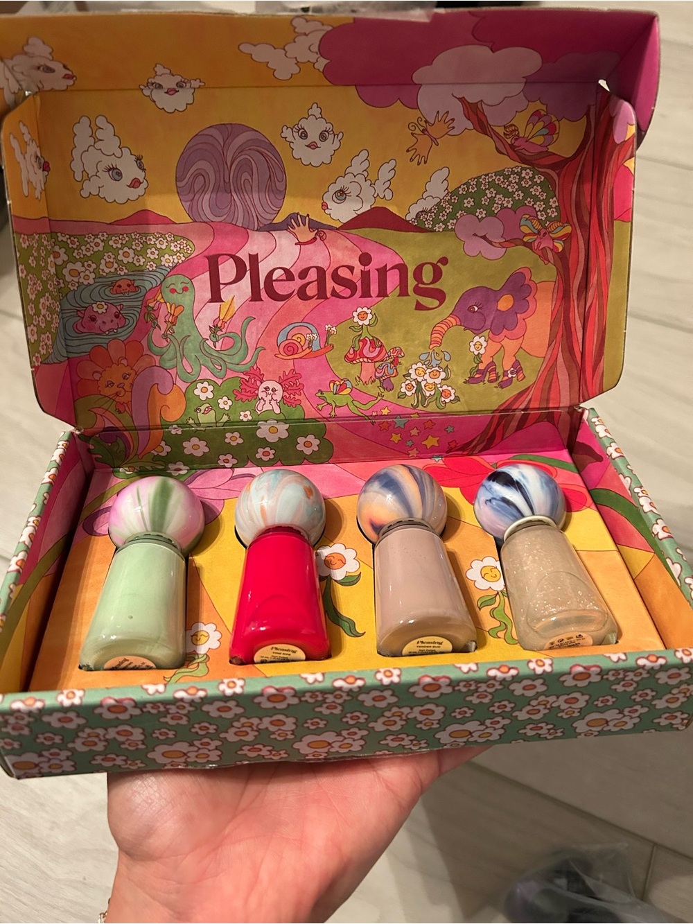Pleasing Kids Nail Polish Set - Pastel Green, Bright Pink, Nude & Glitter